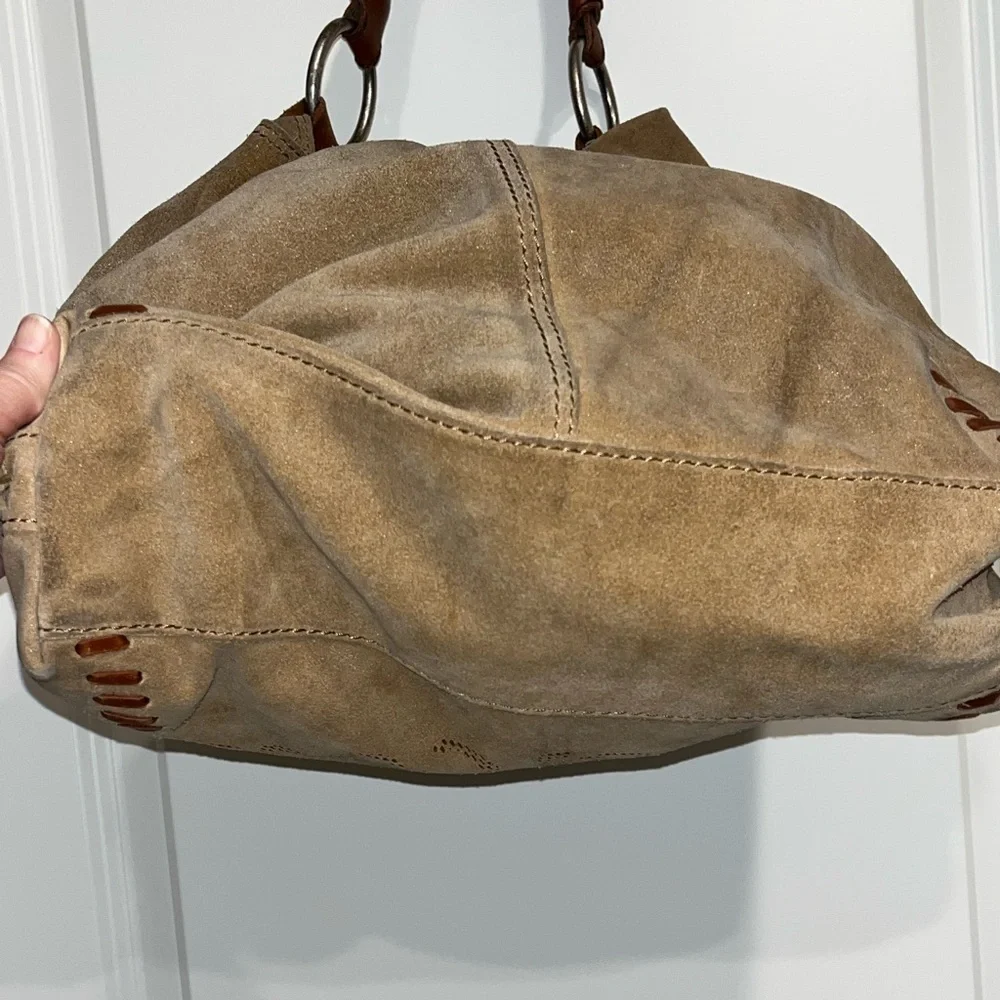 RARE Lucky Brand Suede Shoulder Bag in Tan and Brown